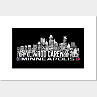 Minnesota Baseball Team All Time Legends Minneapolis City Skyline Posters and Art